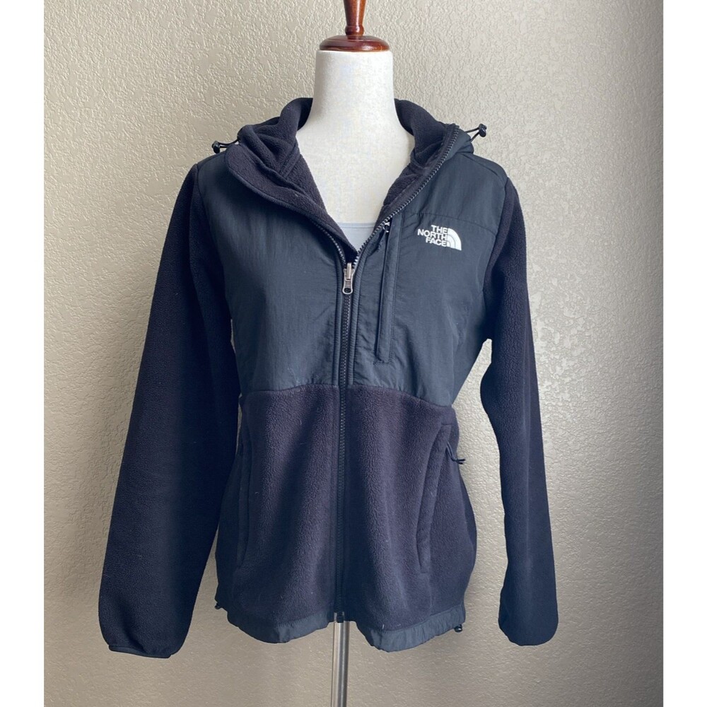 The North Face Women’s Polartec Fleece Jacket Size M Black Hooded Pre-Owned